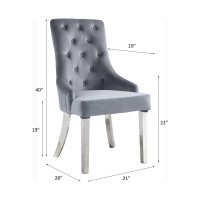 Acme Satinka Side Chair, Gray Fabric & Mirrored Silver Finish 68264(D0102H7Cqn6)