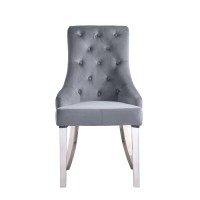 Acme Satinka Side Chair, Gray Fabric & Mirrored Silver Finish 68264(D0102H7Cqn6)