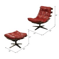 Acme Gandy Chair & Ottoman (2Pc Pk) In Antique Red Top Grain Leather 59531(D0102H7Cqnt)