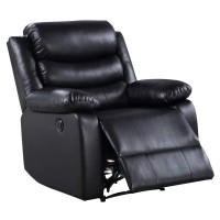 Acme Eilbra Faux Leather Power Recliner With Pillow Top Armrest In Black