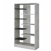 Acme Magna 8-Shelf Wooden Bookshelf In Faux Concrete And Black
