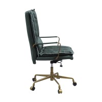 Acme Tinzud Office Chair In Dark Green Top Grain Leather 93166(D0102H7Cv2X)
