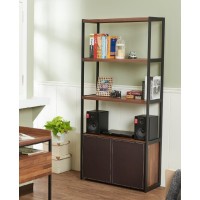 Acme Sara Bookcase In Espresso Pu, Walnut & Sandy Black 92442(D0102H7Cvij)