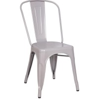 Acme Jakia Metal Stackable Side Chair In Silver (Set Of 2)