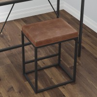 (Set Of 2) Riley Indoor Brown Metal Faux Leather Bar Stools(D0102H7Cwlj)