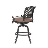 Patio Outdoor Aluminum Bar Stool With Cushion, Set Of 2, Dupione Brown(D0102H7Cyh6)