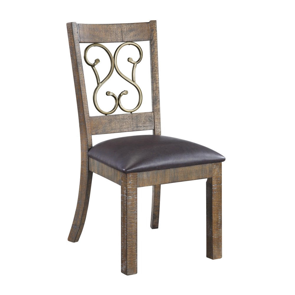 Acme Raphaela Side Chair (Set-2) In Black Pu & Weathered Cherry Finish Dn00981(D0102H7J9R8)