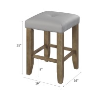 Acme Charnell Counter Height Stool (Set-2) In Gary Pu & Oak Finish Dn00552(D0102H7Jaf2)