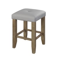 Acme Charnell Counter Height Stool (Set-2) In Gary Pu & Oak Finish Dn00552(D0102H7Jaf2)