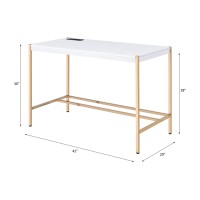 Acme Midriaks Writing Desk Wusb Port In White & Gold Finish Of00020(D0102H7Jj76)