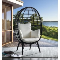 Acme Penelope Patio Lounge Chair, Light Gray Fabric & Black Finish Ot01098(D0102H7Jjb8)