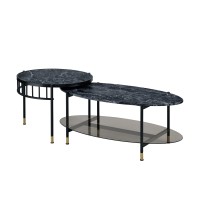 Acme Silas Nesting Coffee Table, Faux Marble Top & Black Finish Lv01088(D0102H7Jl46)