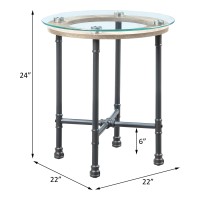 Acme Brantley End Table In Clear Glass & Sandy Gray Finish Lv00436(D0102H7Jl9P)