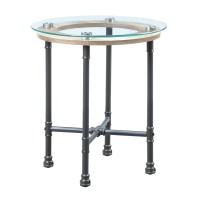 Acme Brantley End Table In Clear Glass & Sandy Gray Finish Lv00436(D0102H7Jl9P)