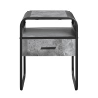 Acme Raziela End Table Wdrawer, Concrete Gray & Black Finish Lv01147(D0102H7Jldp)