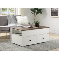 Acme Aafje Coffee Table Wlift Top In White & Walnut Finish Lv00788(D0102H7Jlf8)