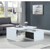 Acme Buck Ii Coffee Table Wswivel Top In White & Black High Gloss Finish Lv00997(D0102H7Jlfp)