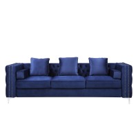 Bovasis Sofa W5 Pillows In Blue Velvet Lv00366(D0102H7Jlit)