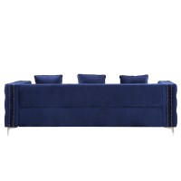 Bovasis Sofa W5 Pillows In Blue Velvet Lv00366(D0102H7Jlit)