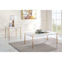 Acme Otrac Coffee Table In White & Gold Finish Lv00034(D0102H7Jllt)