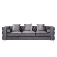 Bovasis Sofa W5 Pillows In Gray Velvet Lv00368(D0102H7Jlpt)