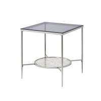 Acme Adelrik End Table In Glass & Chrome Finish Lv00575(D0102H7Jls6)