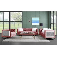 Heiberoii Sofa W2 Pillows In Pink Velvet Lv00327(D0102H7Jlv8)