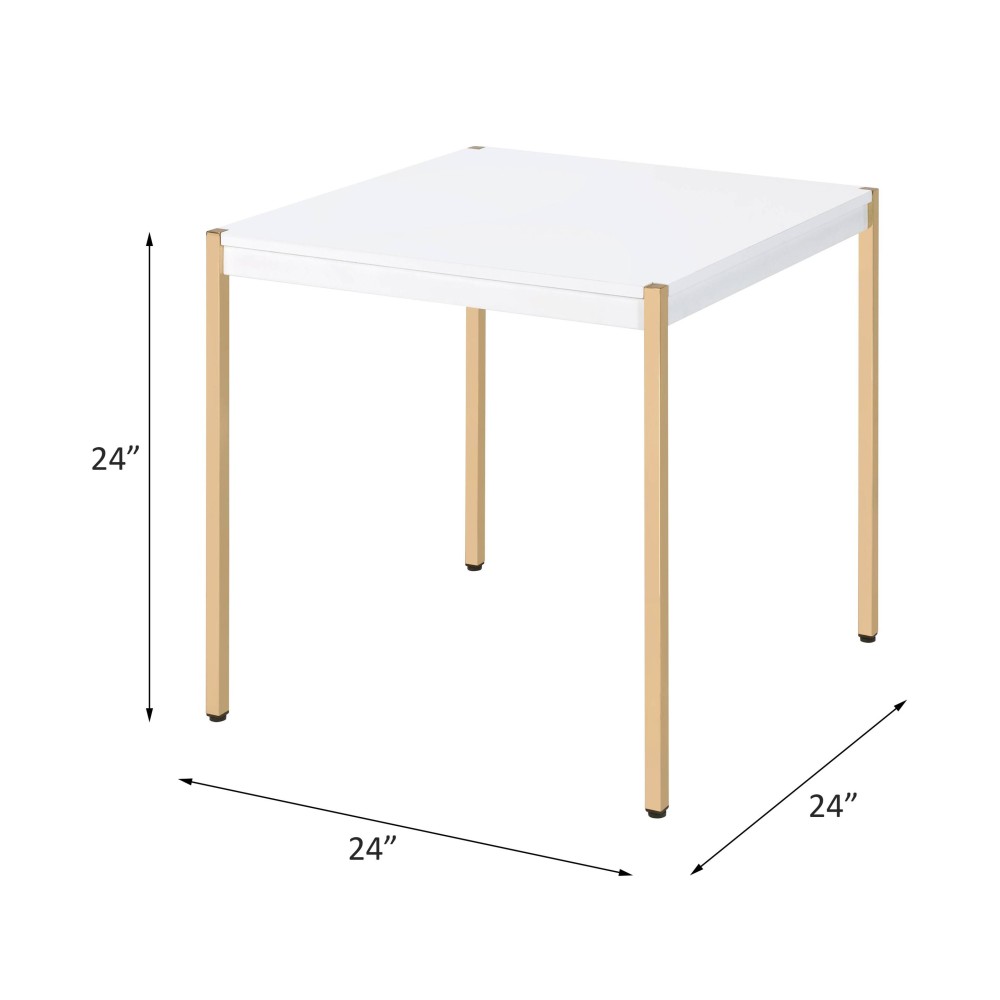 Acme Otrac End Table In White & Gold Finish Lv00035(D0102H7Jlvj)