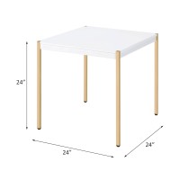 Acme Otrac End Table In White & Gold Finish Lv00035(D0102H7Jlvj)