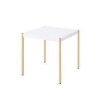 Acme Otrac End Table In White & Gold Finish Lv00035(D0102H7Jlvj)