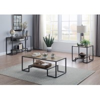 Acme Idella End Table In Rustic Oak & Black Finish Lv00886(D0102H7Jly6)