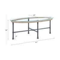 Acme Brantley Coffee Table In Clear Glass & Sandy Gray Finish Lv00435(D0102H7Jqkj)