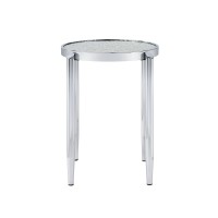 Acme Abbe End Table In Glass & Chrome Finish Lv00573(D0102H7Jqt6)