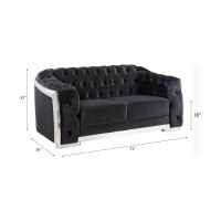 Acme Pyroden Loveseat In Black Velvet & Chrome Finish Lv00297(D0102H7Jqu8)