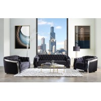 Acme Pyroden Loveseat In Black Velvet & Chrome Finish Lv00297(D0102H7Jqu8)