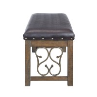 Acme Raphaela Bench In Black Pu & Weathered Cherry Finish Dn00982(D0102H7Js42)