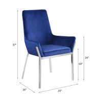 Acme Cambrie Side Chair (Set-2) In Blue Velvet & Mirrored Silver Finish Dn00222(D0102H7Js72)