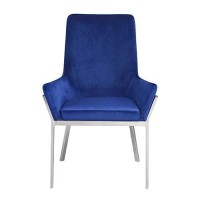Acme Cambrie Side Chair (Set-2) In Blue Velvet & Mirrored Silver Finish Dn00222(D0102H7Js72)
