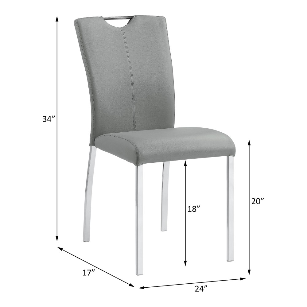 Acme Pagan Side Chair (Set-2) In Gray Pu & Chrome Finish Dn00741(D0102H7Jsaj)