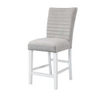 Acme Elizaveta Counter Height Chair (Set Of 2), Gray Velvet, Faux Crystal Diamonds &White High Gloss Finish Dn00818(D0102H7Jsq8)