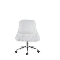 Acme Arundell Ii Office Chair In White Faux Fur & Chrome Finish Of00122(D0102H7Jv96)