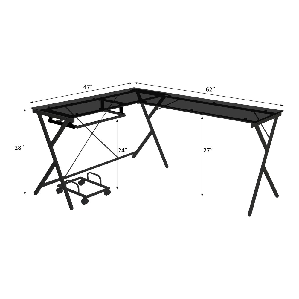 Acme Dazenus Computer Desk In Black Glass & Black Finish Of00046(D0102H7Jvrj)