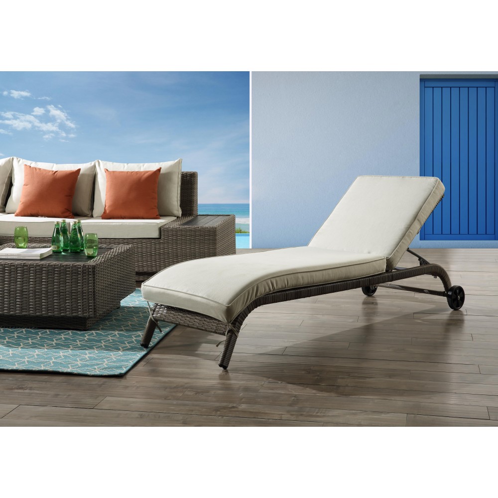 Acme Salena Patio Sun Lounge, Beige Fabric & Gray Finish Ot01094(D0102H7Jvs8)