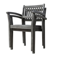 Renaissance Outdoor Patio Hand-Scraped Wood Stacking Armchair (Set Of 2)(D0102H7Jy7T)