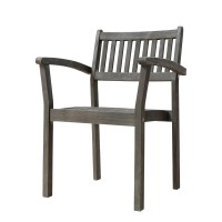 Renaissance Outdoor Patio Hand-Scraped Wood Stacking Armchair (Set Of 2)(D0102H7Jy7T)