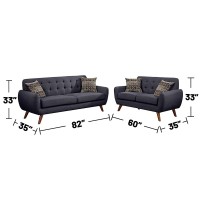 2 Piece Polyfiber Upholstered Sofa And Loveseat Set In Ash Black(D0102H7Tpjp)