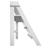 27 Inch Pinewood Ladder Bookcase, 4 Tier Open Shelves, Weathered White(D0102H7Ul7X)