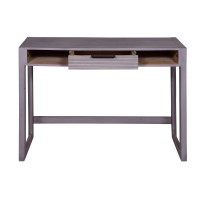 44 Inch Minimalist Single Drawer, Mago Wood, Entryway Console Table Desk, Textured Groove Lines, Gray(D0102H7Ul8T)