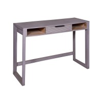 44 Inch Minimalist Single Drawer, Mago Wood, Entryway Console Table Desk, Textured Groove Lines, Gray(D0102H7Ul8T)