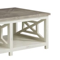 Wooden Rectangle Coffee Table With X Shape Side Panels, White And Brown(D0102H7Ulpx)